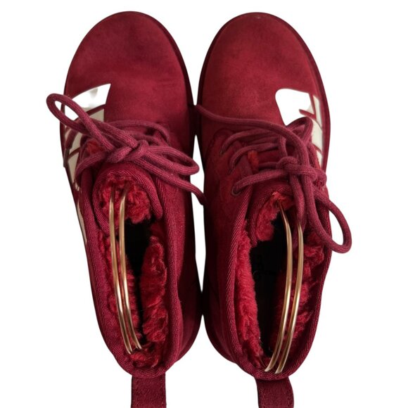 UGG Neumel Chopd boots size 9 Rich Red suede white logo lace up ankle booties - Picture 5 of 13